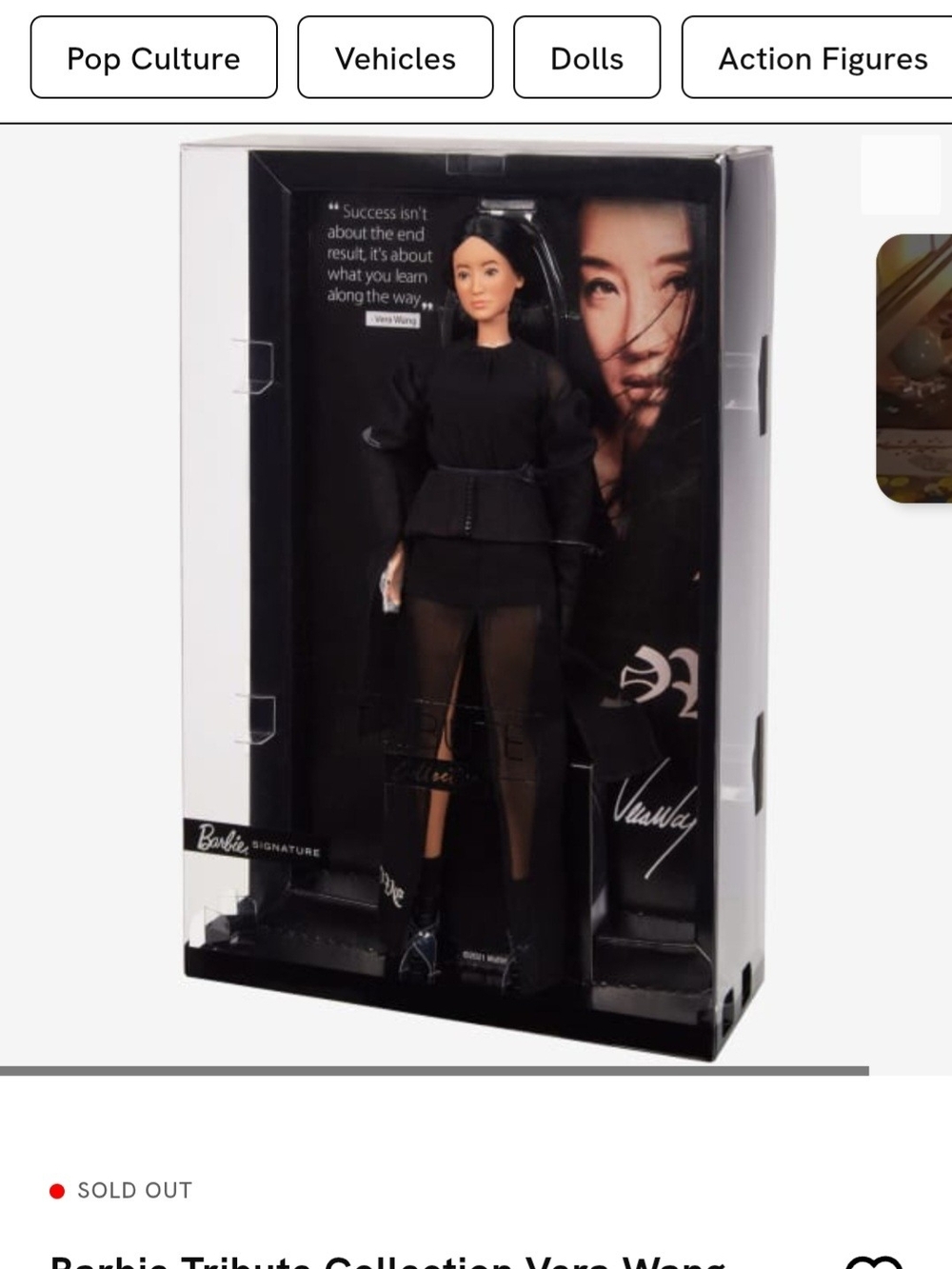 Vera Wang Barbie Doll in All-Black Signature Outfit